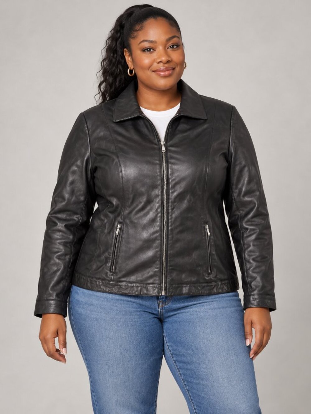 Wilsons Leather Maxima Black Jacket Womens XL Zip Front Pockets Moto Biker